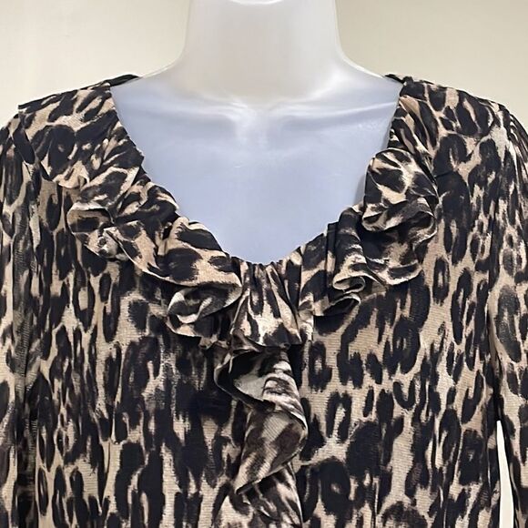 NWOT Charter Club leopard ruffle blouse. Size XL 14/16 plus - Picture 2 of 9